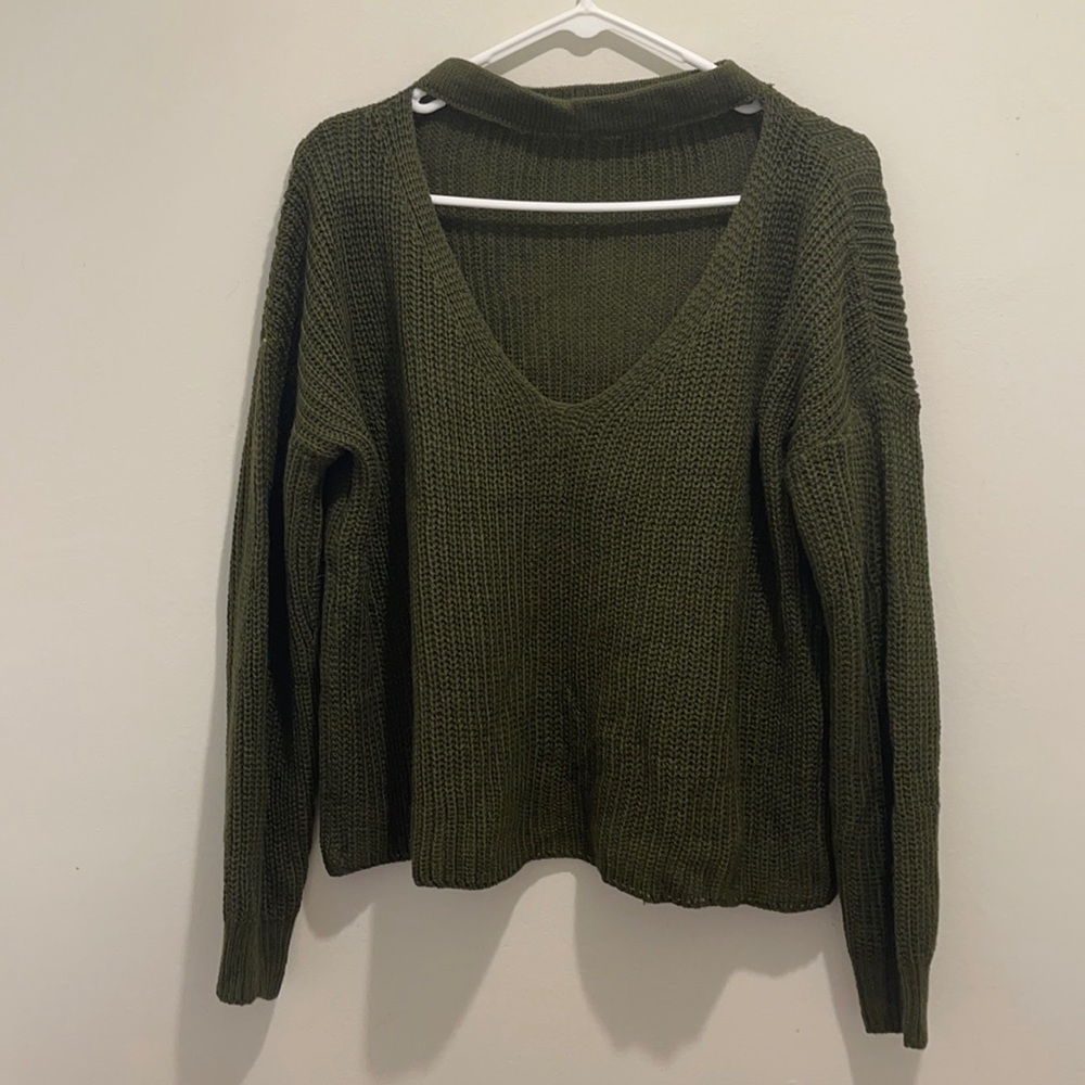 Dark green scoop neck sweater